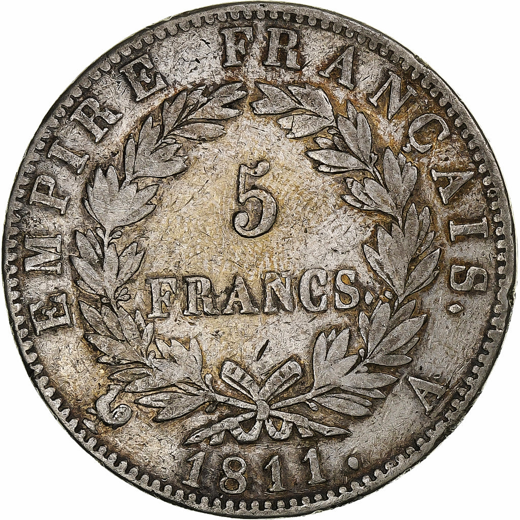 Frankrijk, Napoleon I, 5 Francs, 1811, Paris, Zilver, ZF, Gadoury:584