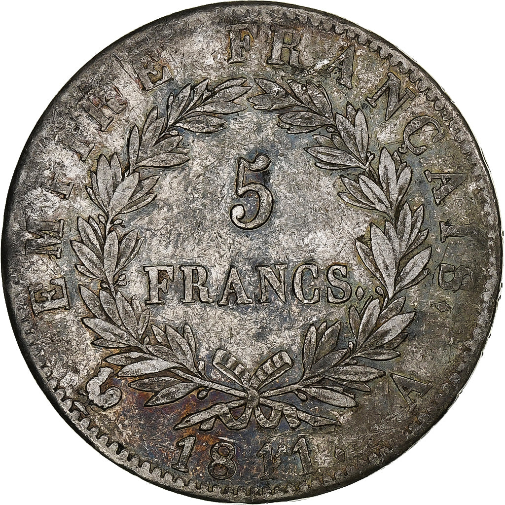France, Napoleon I, 5 Francs, 1811, Paris, Silver, AU(50-53), Gadoury:584