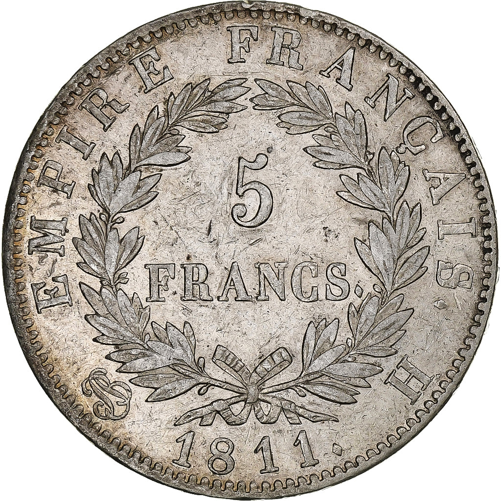 France, Napoleon I, 5 Francs, 1811, La Rochelle, Silver, AU(50-53), Gadoury:584