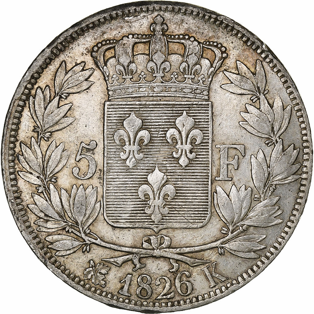 Frankreich, Charles X, 5 Francs, 1826, Bordeaux, Silber, SS+, Gadoury:643