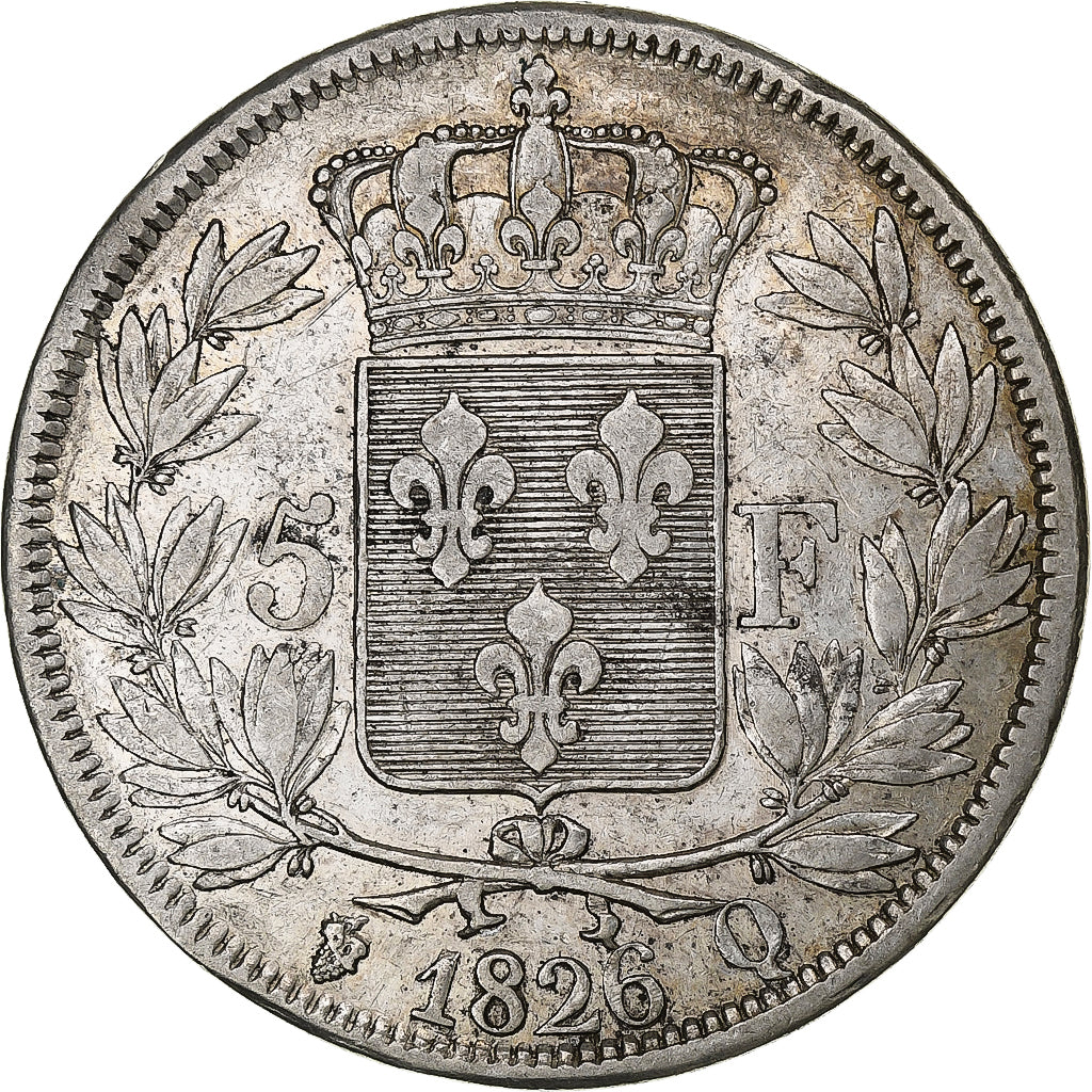 Francia, Charles X, 5 Francs, 1826, Perpignan, Argento, BB, Gadoury:643