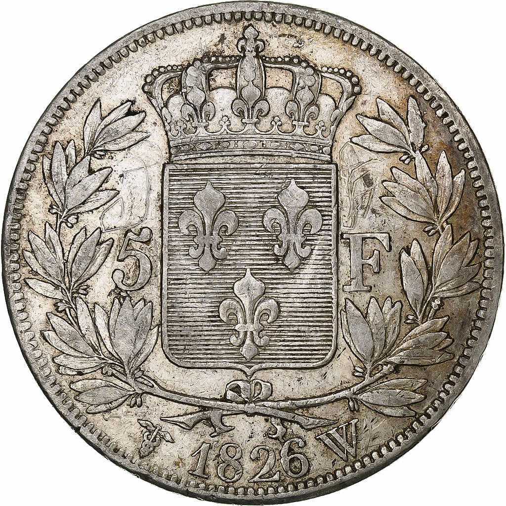 Francia, Charles X, 5 Francs, 1826, Lille, Argento, BB, Gadoury:643