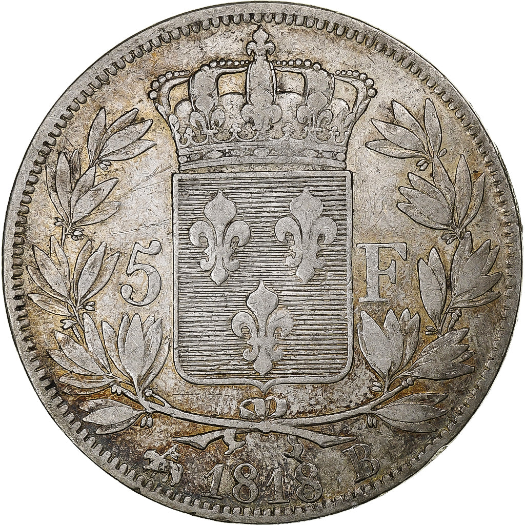 Frankreich, Louis XVIII, 5 Francs, 1818, Paris, Silber, SS, Gadoury:614
