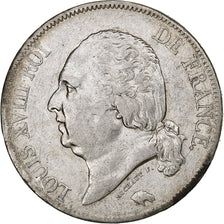 Francia, Louis XVIII, 5 Francs, 1819, Rouen, Plata, MBC, Gadoury:614