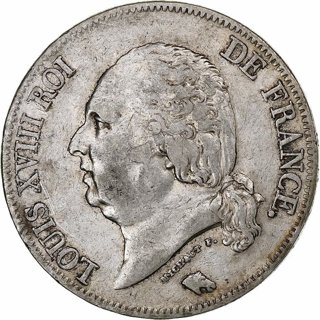 Frankreich, Louis XVIII, 5 Francs, 1823, Paris, Silber, SS, Gadoury:614