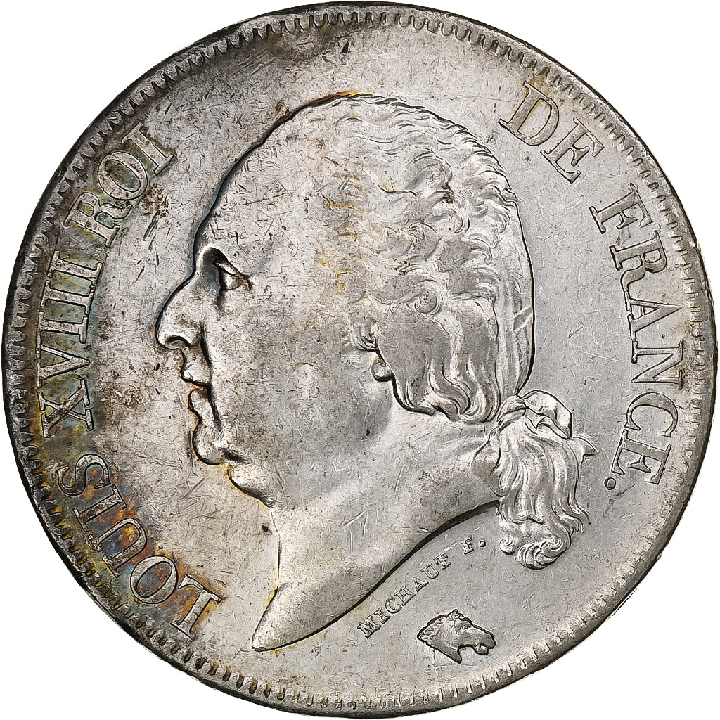 Frankrijk, Louis XVIII, 5 Francs, 1824, Paris, Zilver, ZF, Gadoury:614