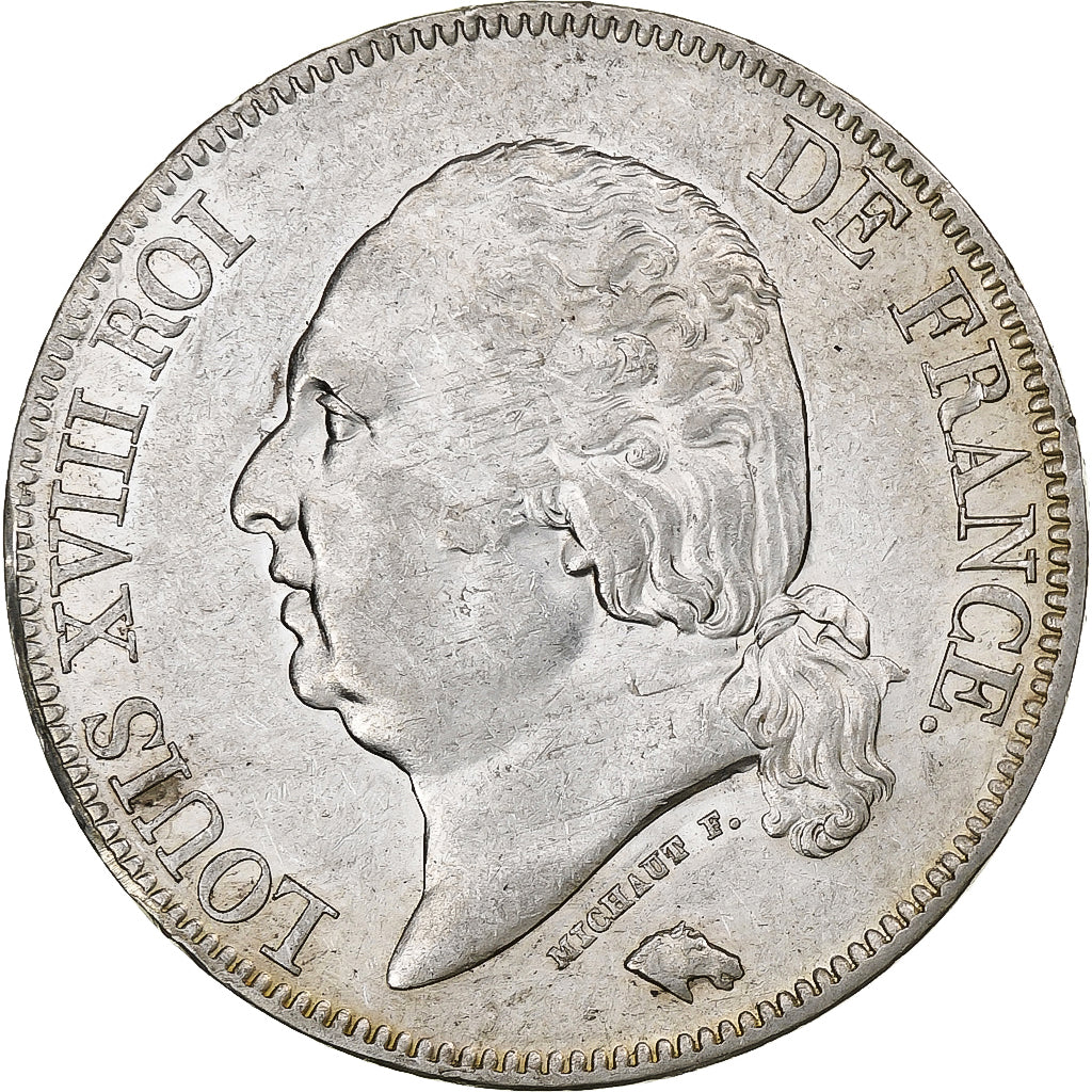 Frankrijk, Louis XVIII, 5 Francs, 1824, Bayonne, Zilver, ZF+, Gadoury:614