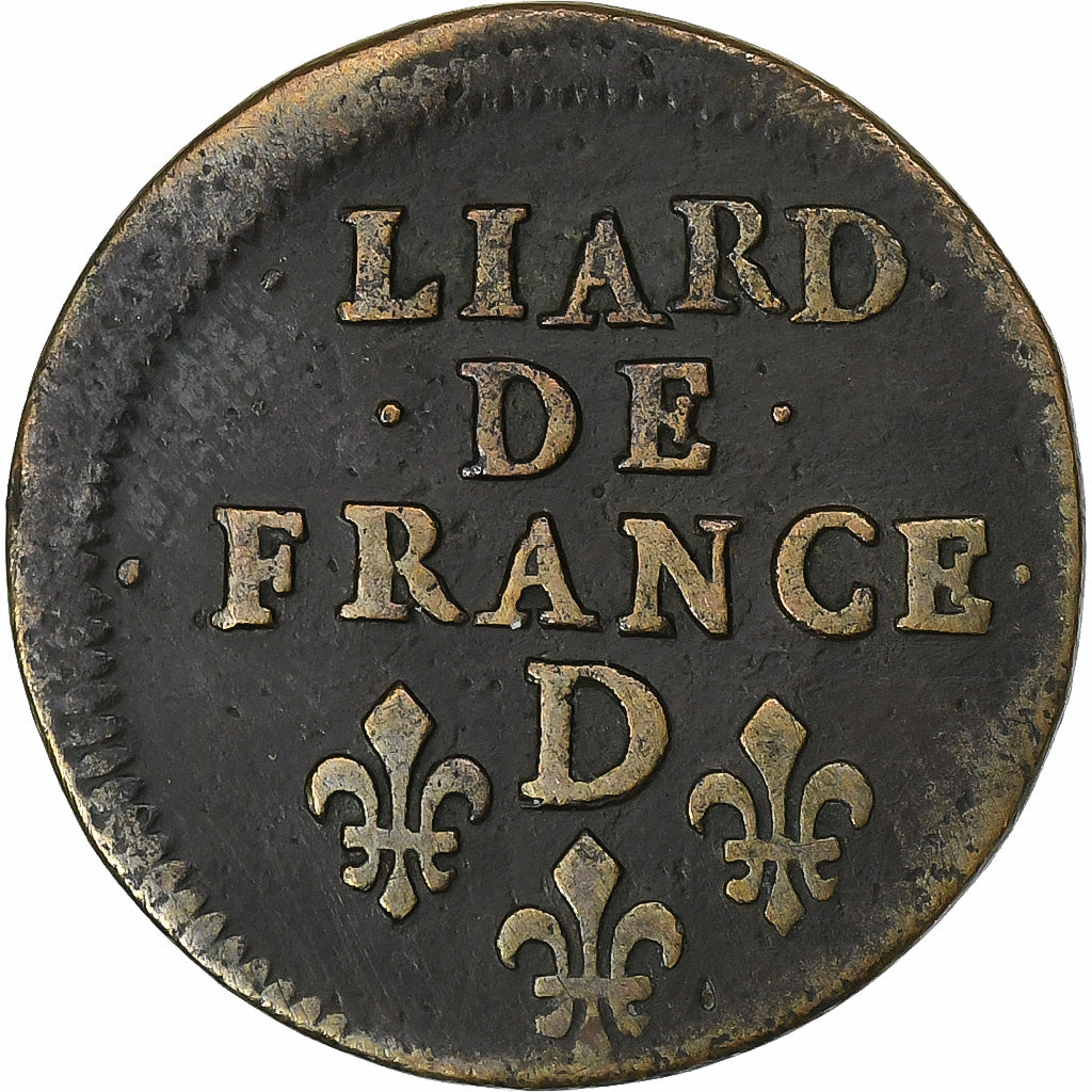 France, Louis XIV, Liard, 1656, Vimy, Copper, VF(20-25), Gadoury:80