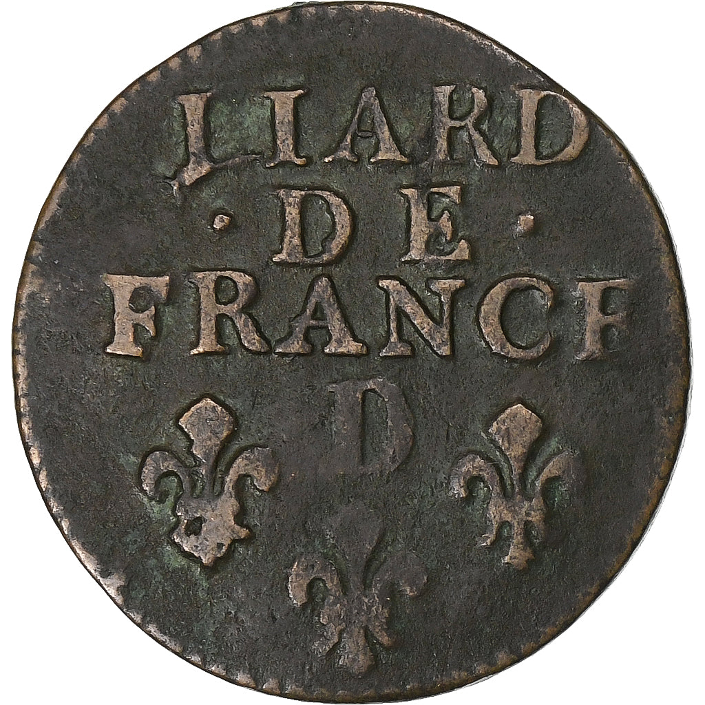Francia, Louis XIV, Liard, 1693, Lyon, Cobre, BC+, Gadoury:81