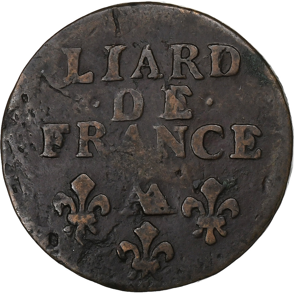 França, Louis XIV, Liard, 1697, Metz, Cobre, VF(20-25), Gadoury:81