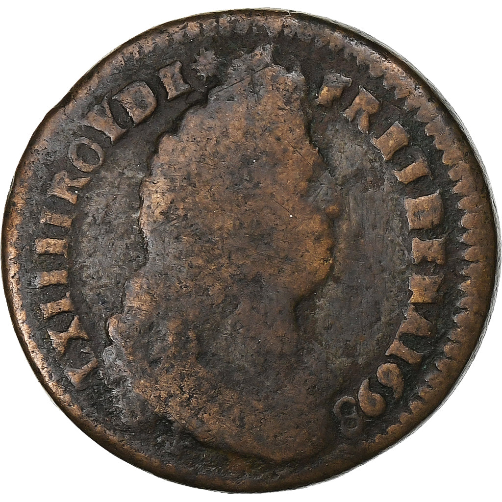 Frankrijk, Louis XIV, Liard, 1698, Bordeaux, Koper, FR, Gadoury:81