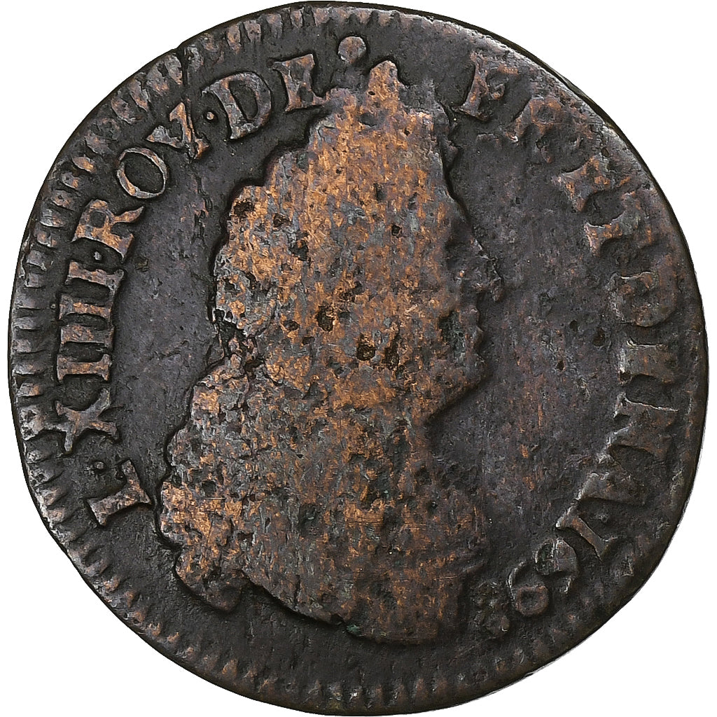 France, Louis XIV, Liard, 1698, Bayonne, Copper, VF(20-25), Gadoury:81