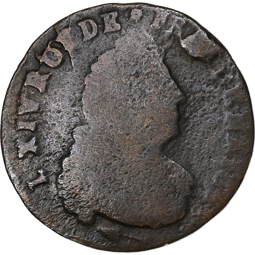 França, Louis XIV, Liard, 1698, Besançon, Cobre, VF(20-25), Gadoury:81