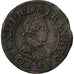 Francia, Louis XIII, Double Tournois, 1620, Poitiers, Cobre, BC+, Gadoury:5