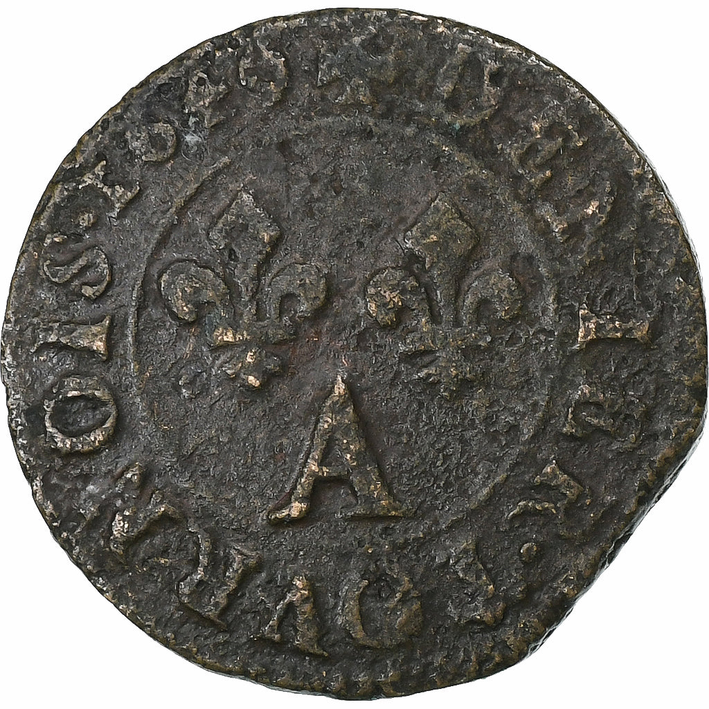 France, Louis XIV, Denier Tournois, 1649, Paris, Copper, VF(20-25), Gadoury:70