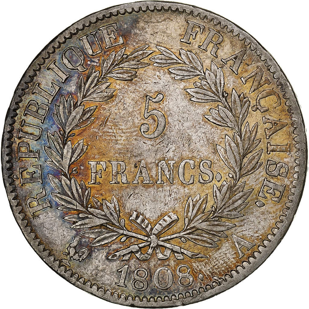 France, Napoleon I, 5 Francs, 1808, Paris, Silver, EF(40-45)
