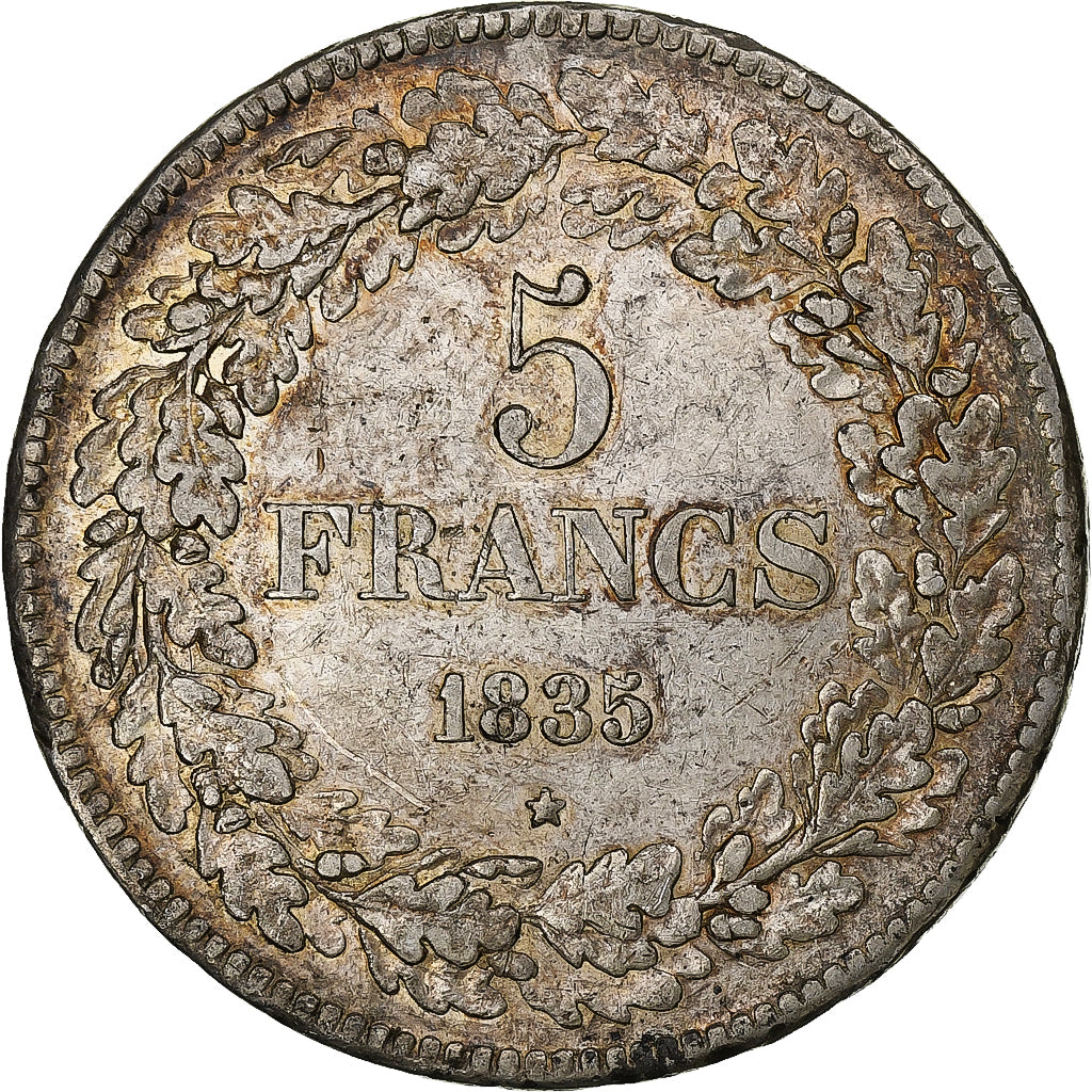 Belgium, Leopold I, 5 Francs, 1835, Brussels, Silver, AU(50-53), KM:3