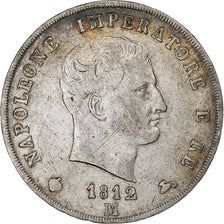 Italy, Napoleon I, 5 Lire, 1812, Milan, Silver, EF(40-45), KM:10