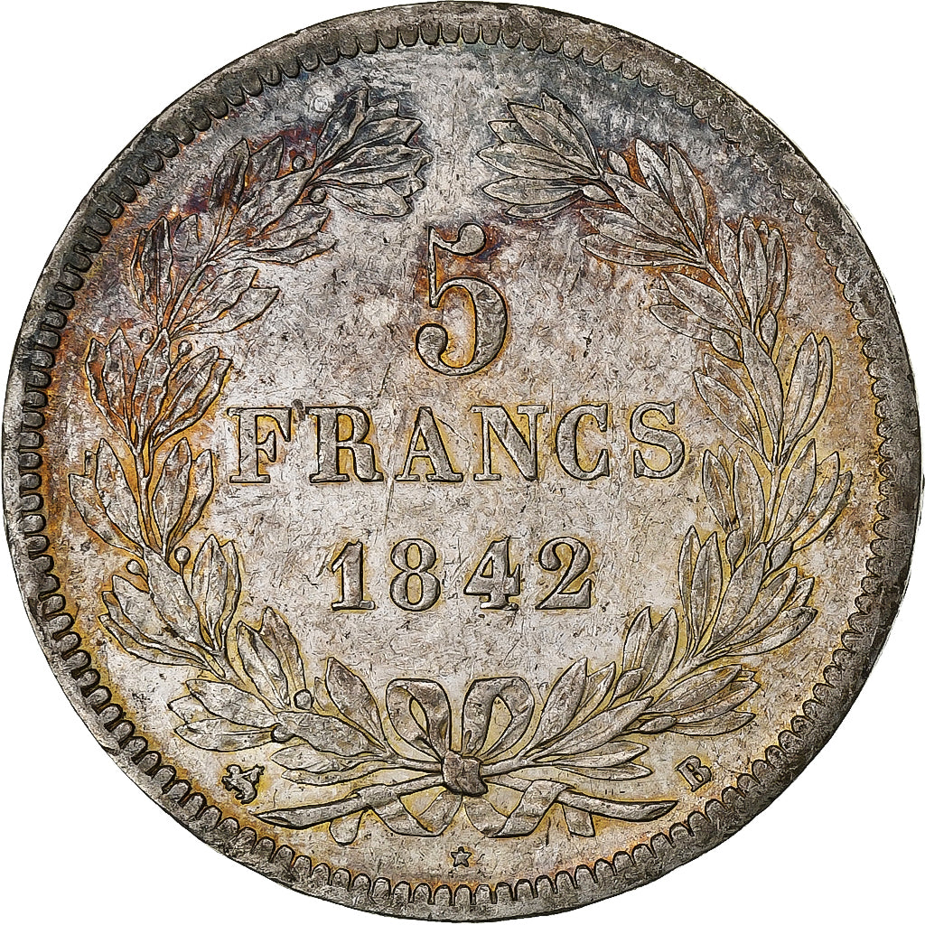 Francia, Louis-Philippe, 5 Francs, 1842, Rouen, Plata, MBC+, Gadoury:678