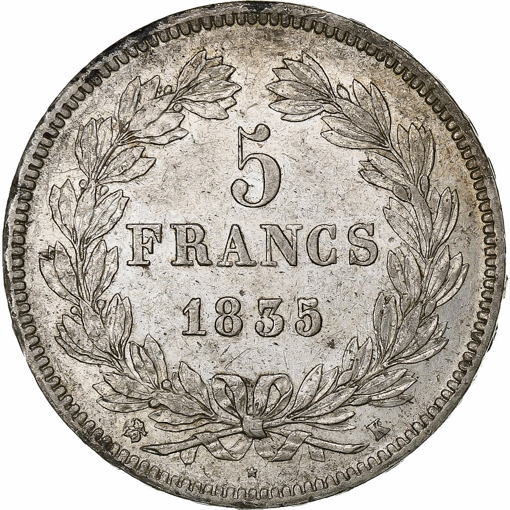 France, Louis-Philippe, 5 Francs, 1835, Bordeaux, Silver, AU(50-53), Gadoury:678