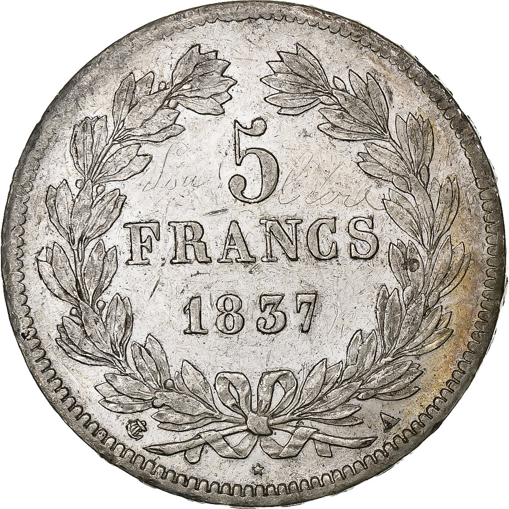 Francia, Louis-Philippe, 5 Francs, 1837, Paris, Argento, BB+, Gadoury:678
