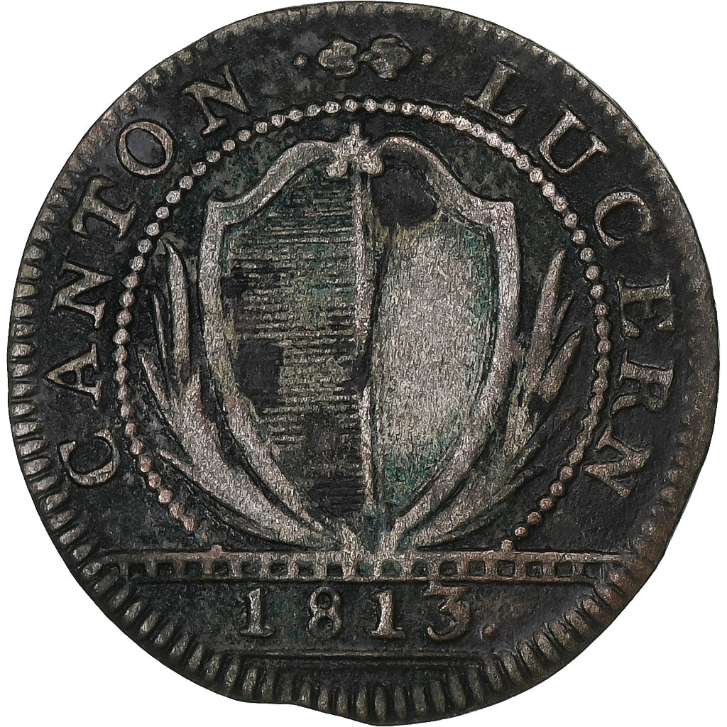 CANTONES SUIZOS, LUZERN, 1 Batz, 1813, Bern, Vellón, BC+