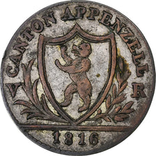 Swiss Cantons, Appenzell, 1 Batz, 1816, Bern, Billon, VF(20-25), KM:6