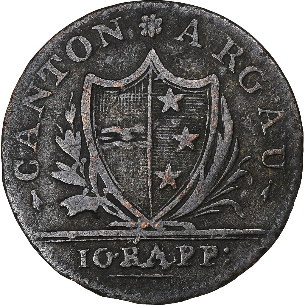 Swiss Cantons, Canton of Aargau, 1 Batz, 1810, Billon, VF(30-35), KM:9
