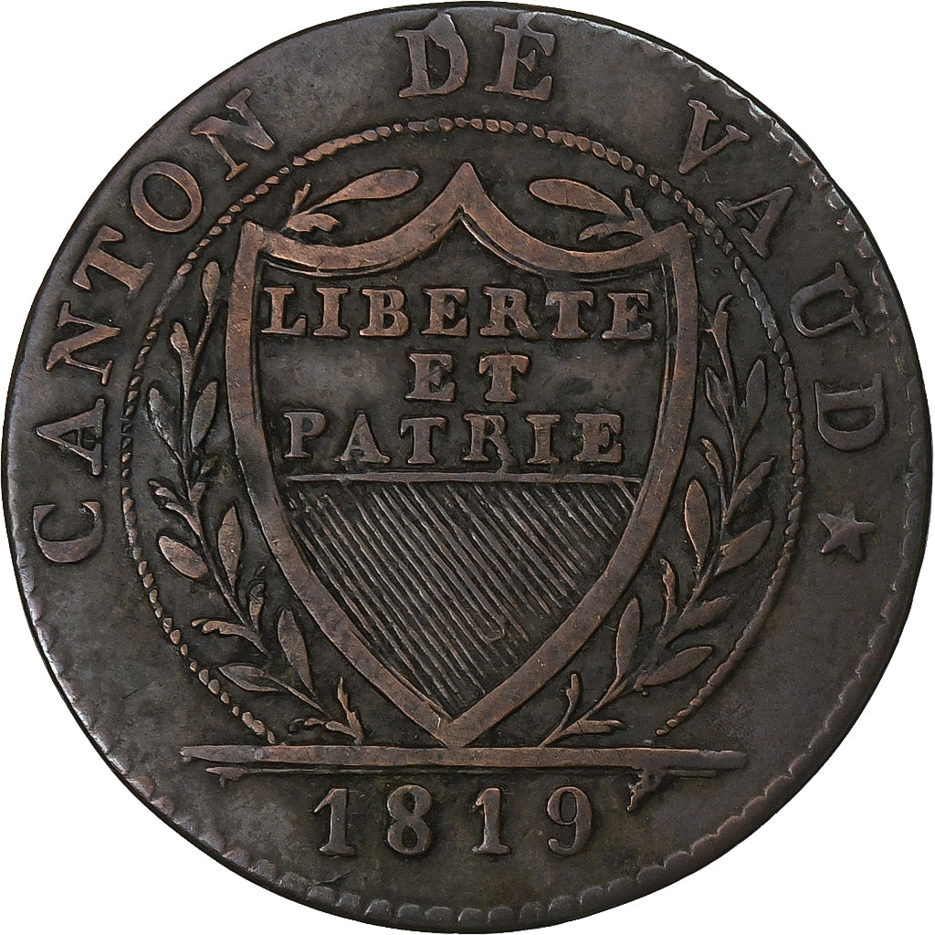 Swiss Canton, Vaud, 1 Batz, 1819, Billon, VF(30-35), KM:8