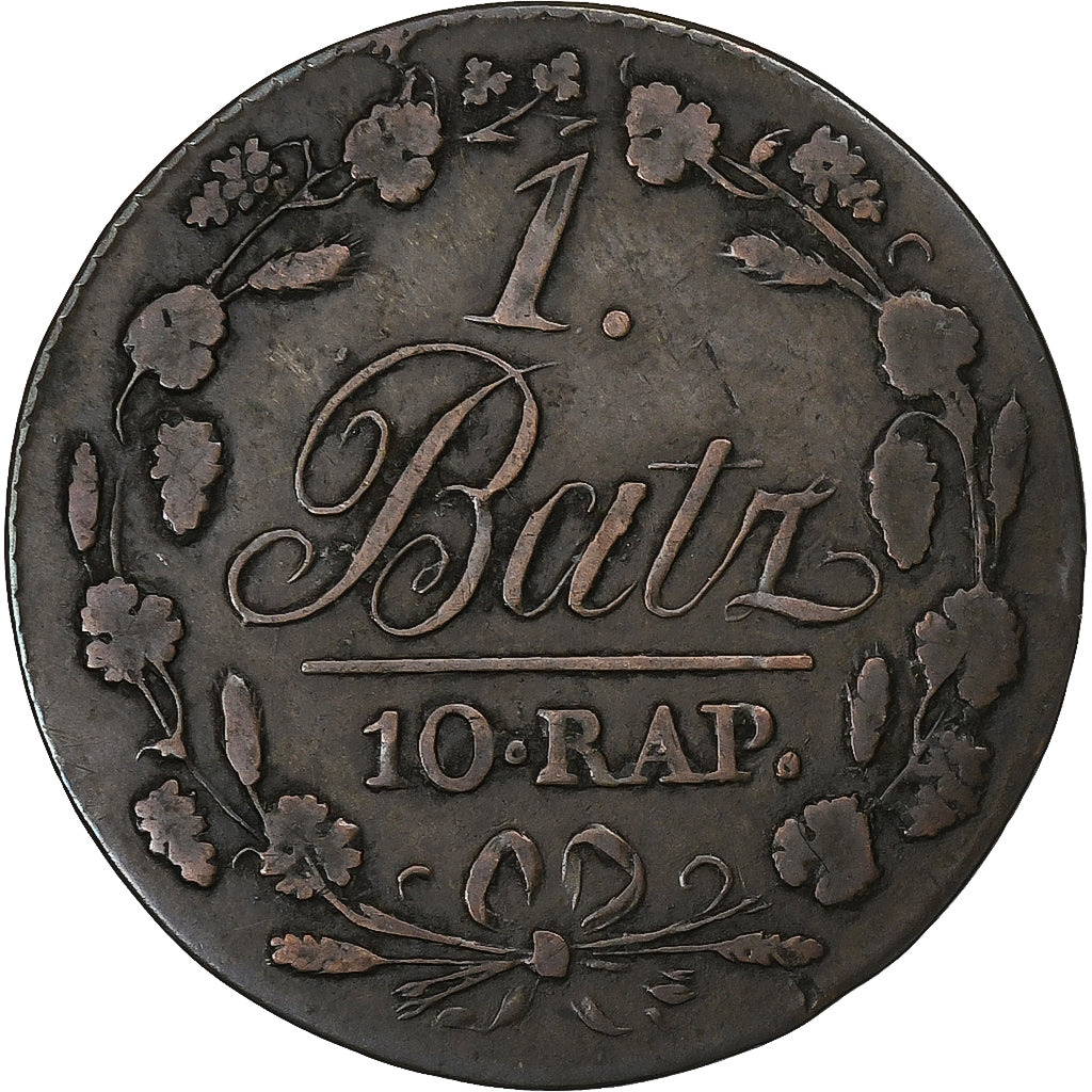 Swiss Canton, Vaud, 1 Batz, 1819, Billon, VF(30-35), KM:8