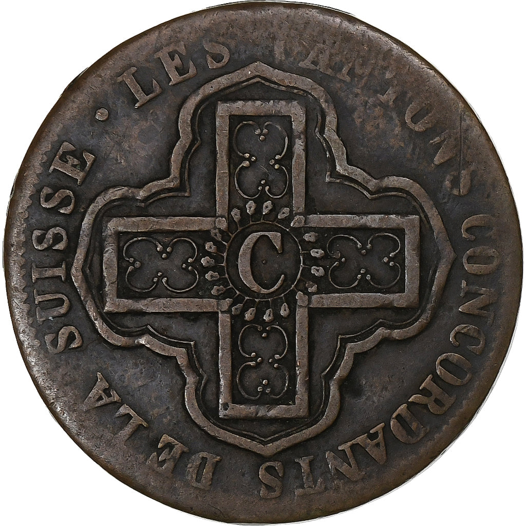 Swiss Canton, Vaud, 1 Batz, 1828, Billon, VF(20-25), KM:20