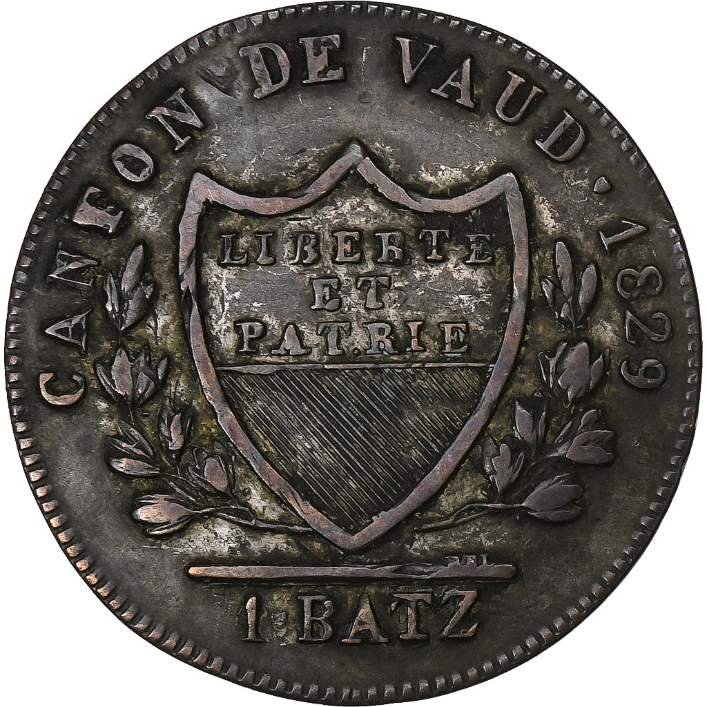 Swiss Canton, Vaud, 1 Batz, 1829, Billon, VF(20-25), KM:20