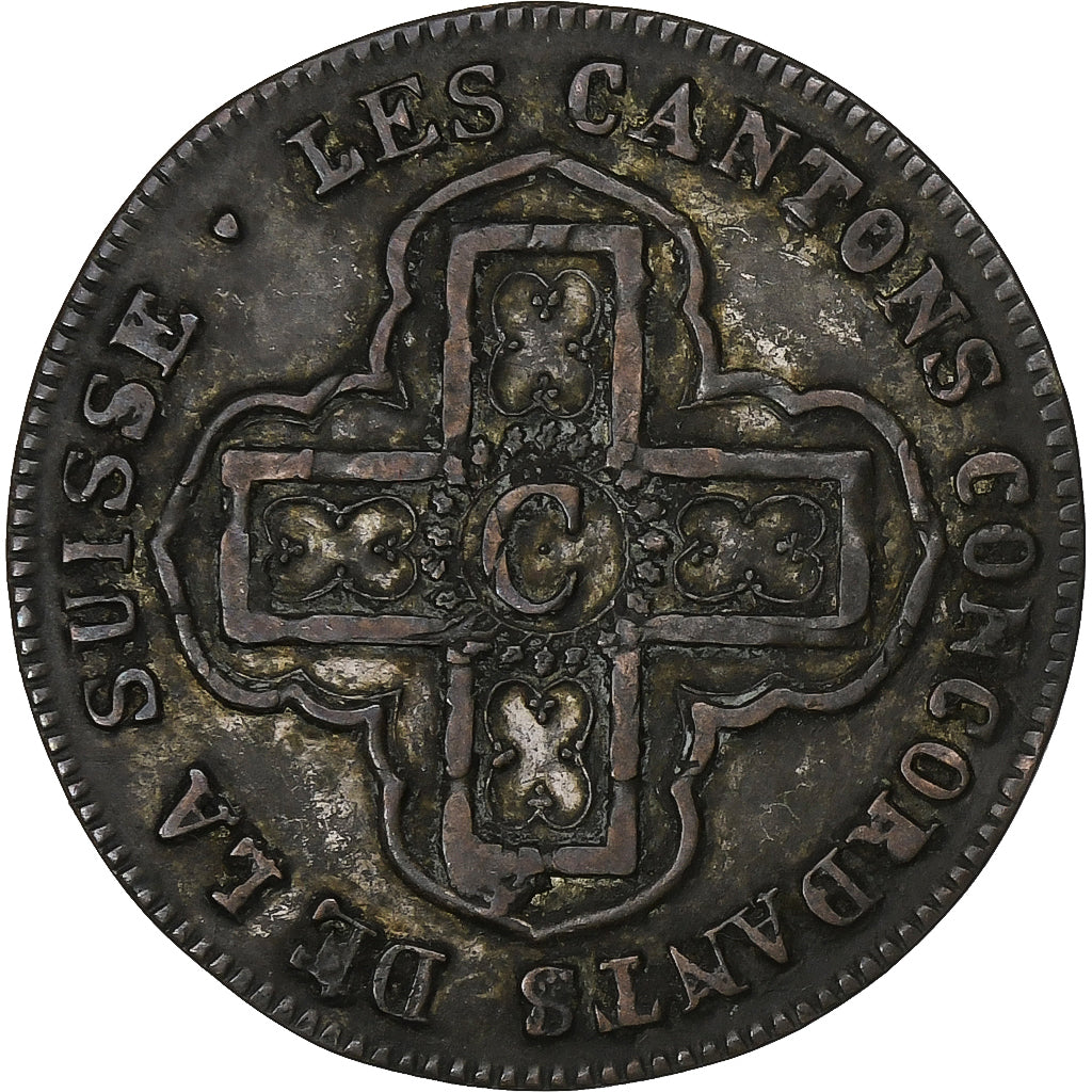 Swiss Canton, Vaud, 1 Batz, 1829, Billon, VF(20-25), KM:20