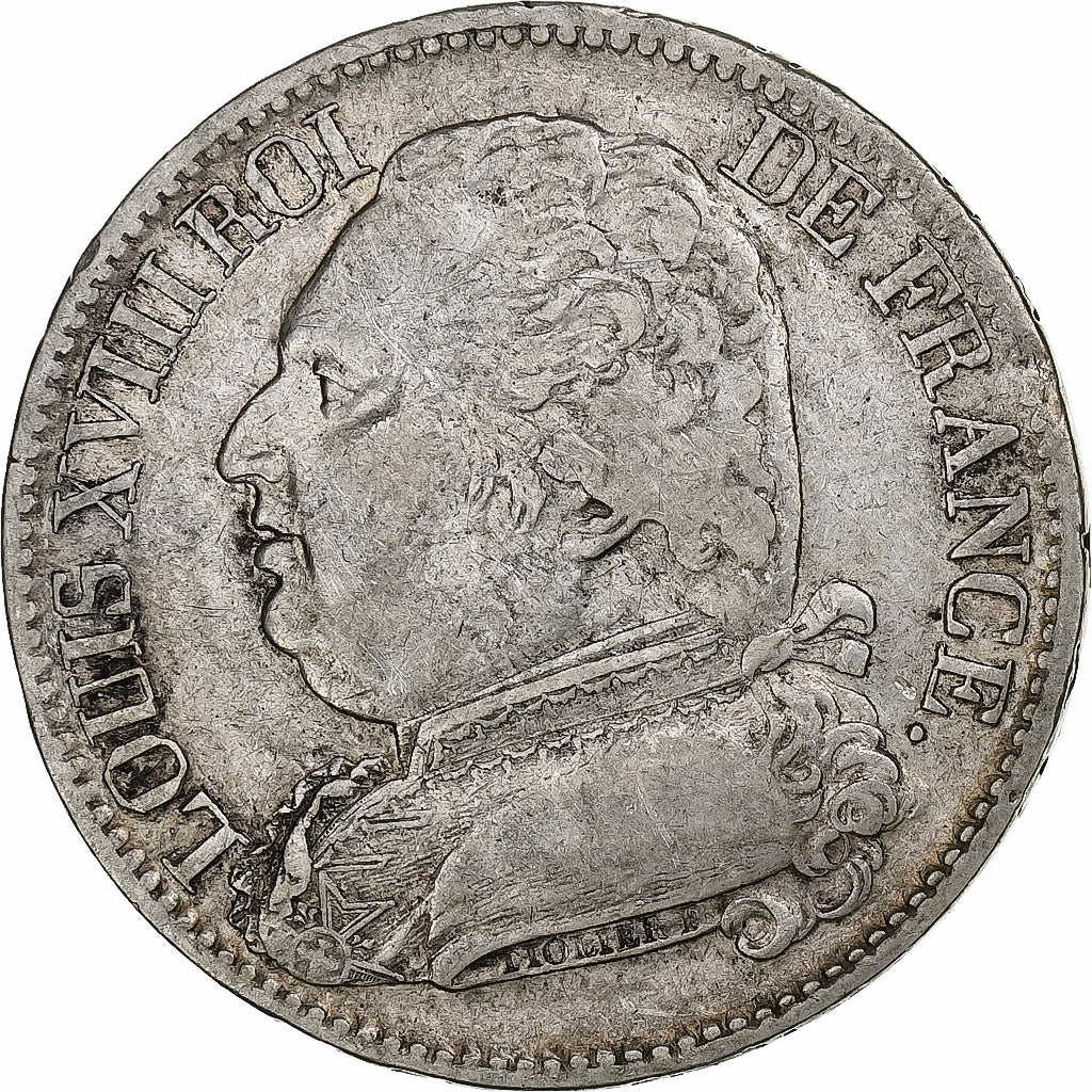 Francja, Louis XVIII, 5 Francs, 1814, Limoges, Srebro, EF(40-45), Gadoury:591