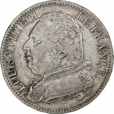 Francja, Louis XVIII, 5 Francs, 1814, Limoges, Srebro, EF(40-45), Gadoury:591