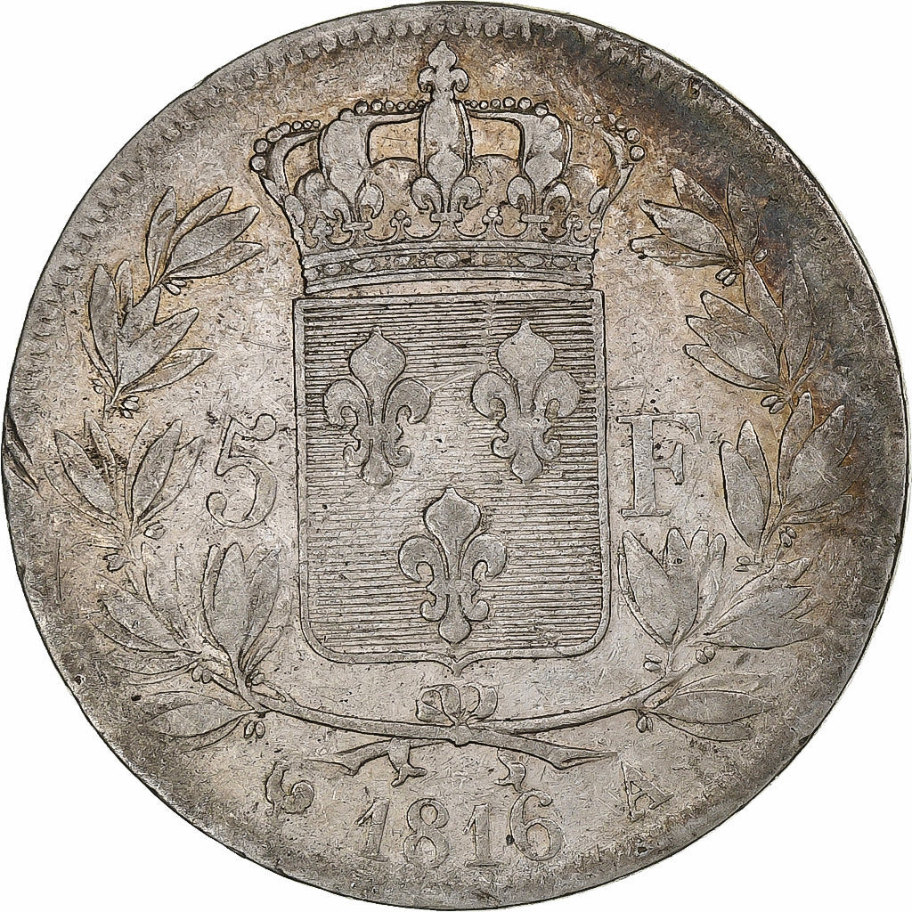 France, Louis XVIII, 5 Francs, 1816, Paris, Argent, TB+, Gadoury:614