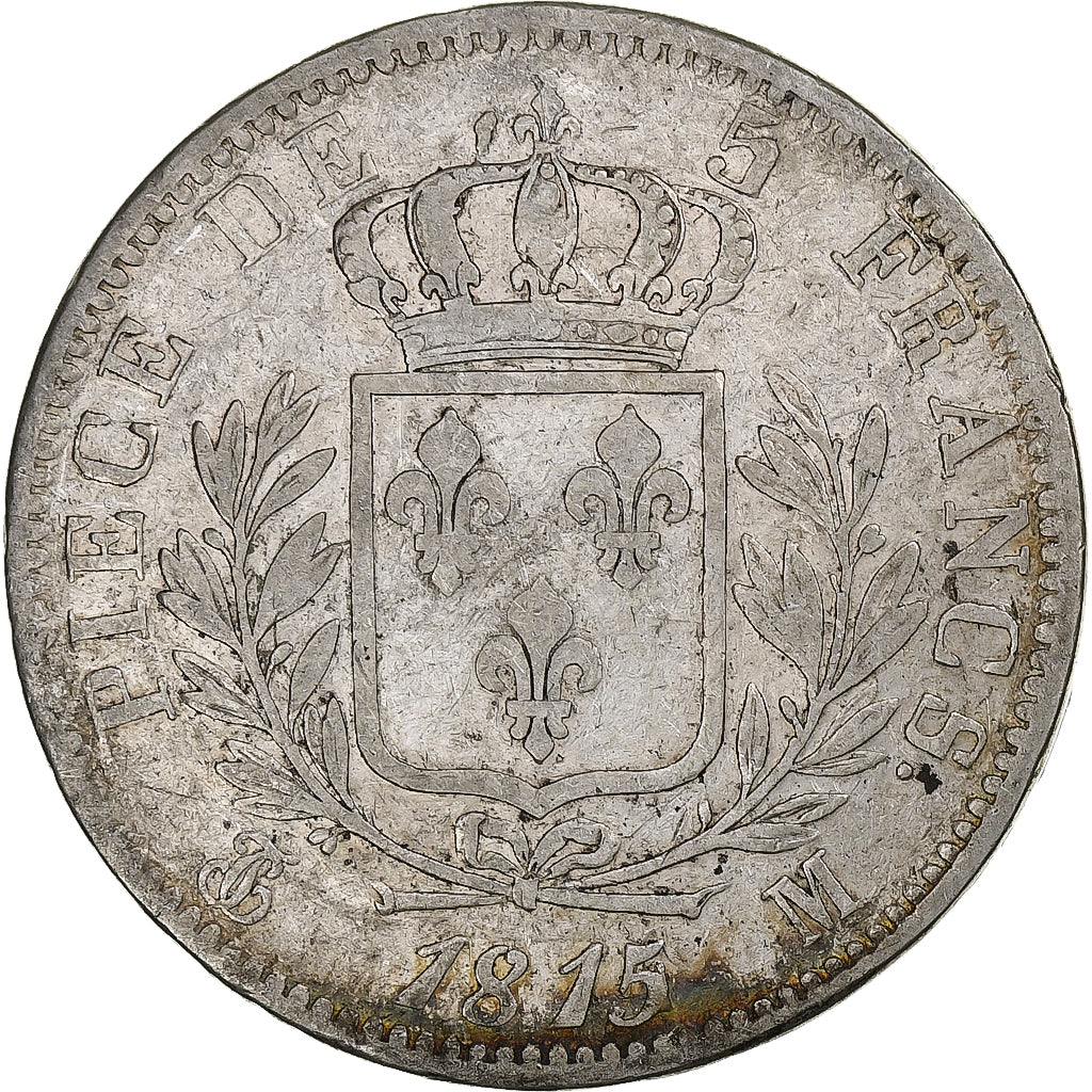France, Louis XVIII, 5 Francs, 1815, Toulouse, Silver, VF(30-35), Gadoury:591