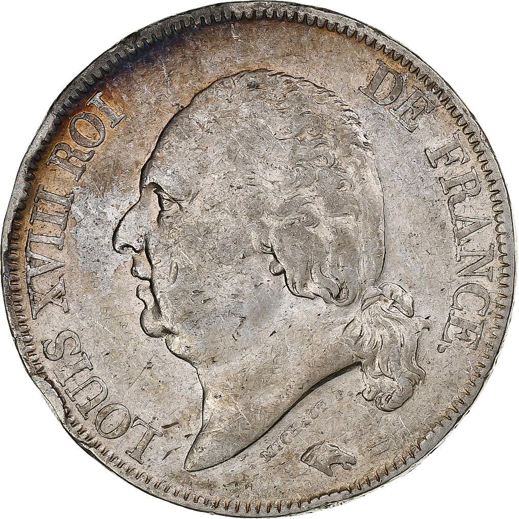 France, Louis XVIII, 5 Francs, 1817, Bordeaux, Silver, EF(40-45), Gadoury:614