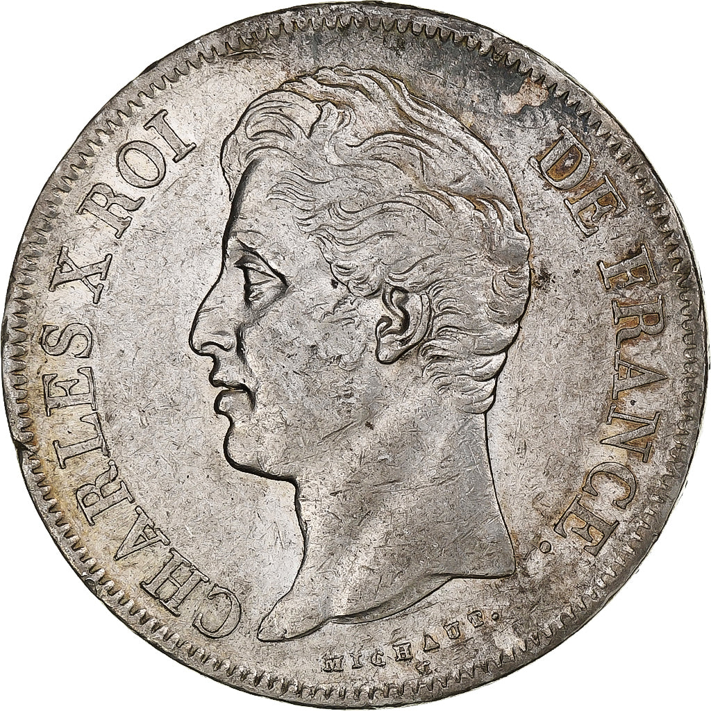 Francia, Charles X, 5 Francs, 1827, Lille, Plata, MBC, Gadoury:644