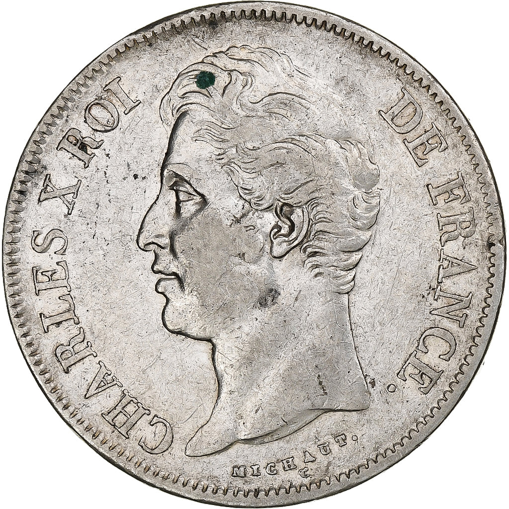 Francia, Charles X, 5 Francs, 1827, Lille, Plata, MBC+, Gadoury:644