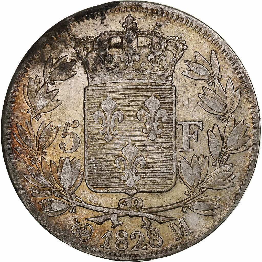 Frankrijk, Charles X, 5 Francs, 1828, Toulouse, Zilver, ZF, Gadoury:644