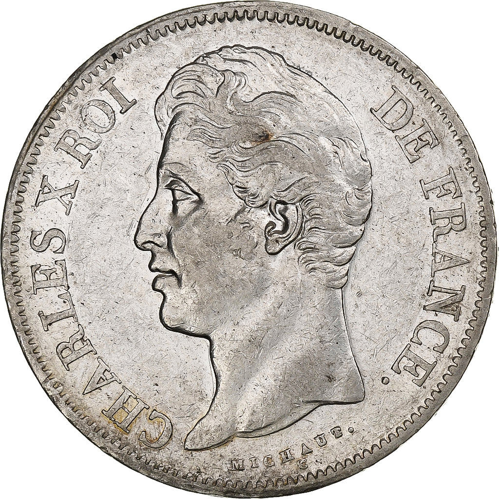 Francia, Charles X, 5 Francs, 1828, Lille, Plata, MBC+, Gadoury:644