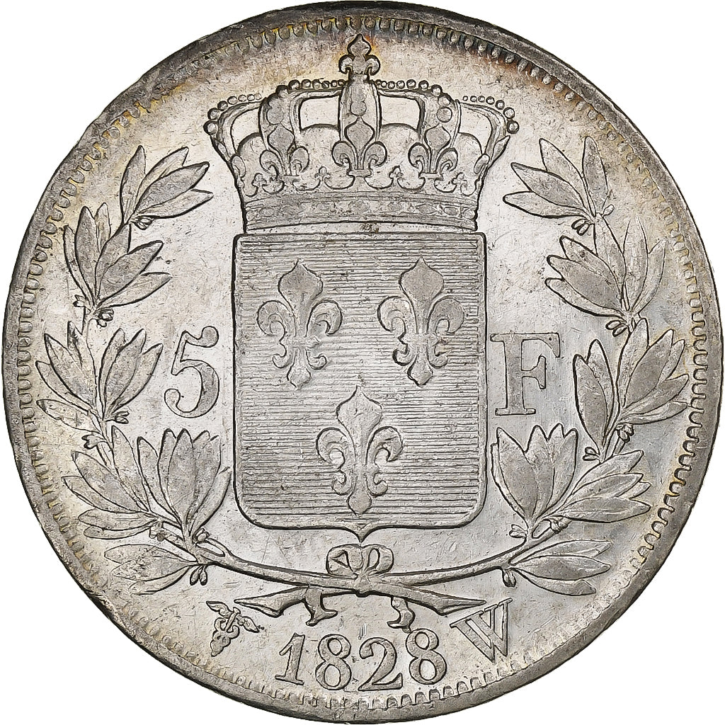 Francia, Charles X, 5 Francs, 1828, Lille, Plata, MBC+, Gadoury:644