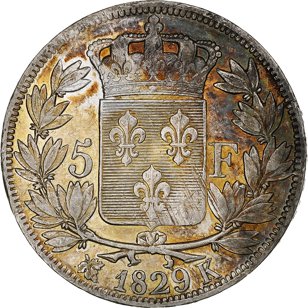 France, Charles X, 5 Francs, 1829, Bordeaux, Silver, EF(40-45), Gadoury:644