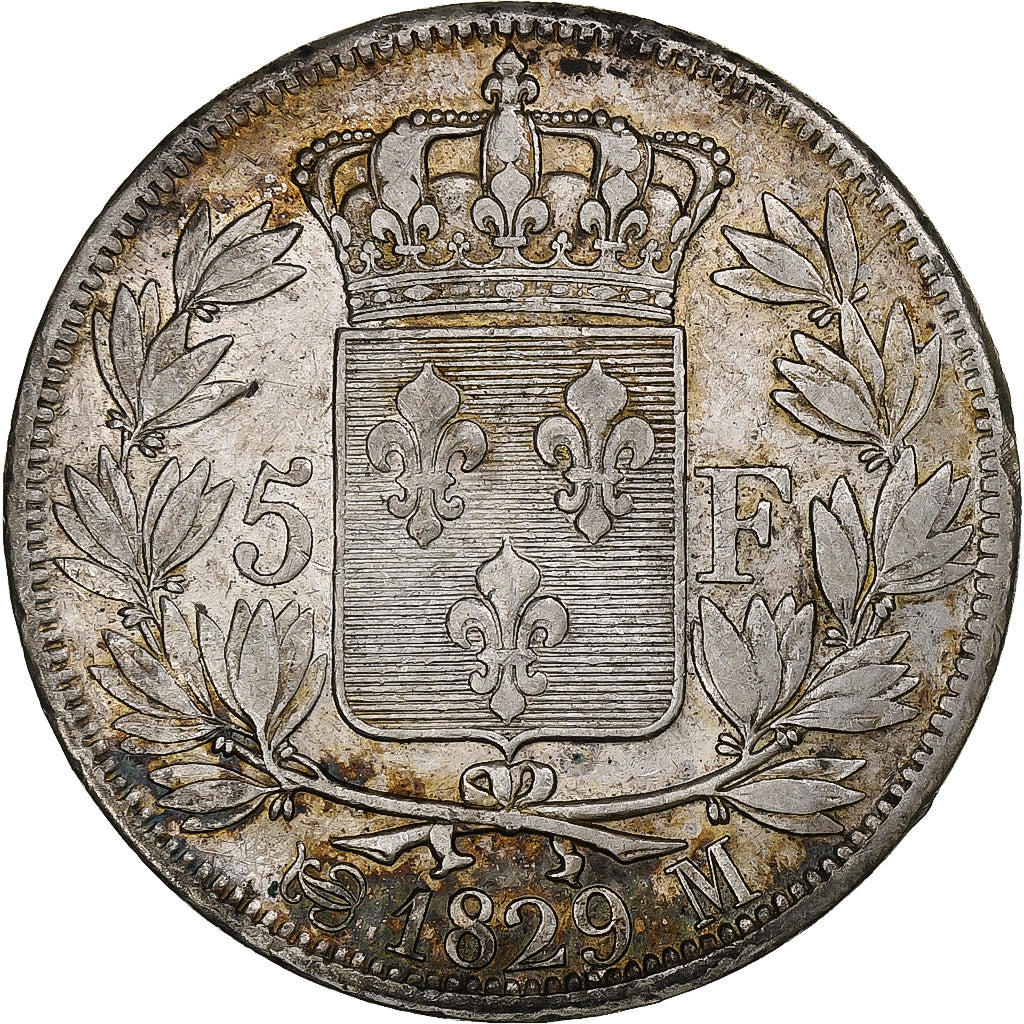 France, Charles X, 5 Francs, 1829, Toulouse, Silver, EF(40-45), Gadoury:644