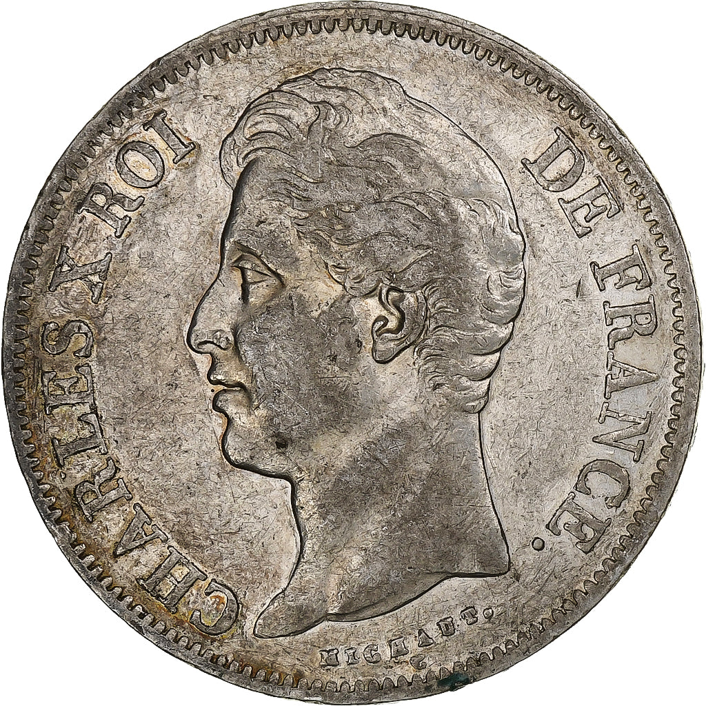 Francia, Charles X, 5 Francs, 1830, Paris, Plata, BC+, Gadoury:644