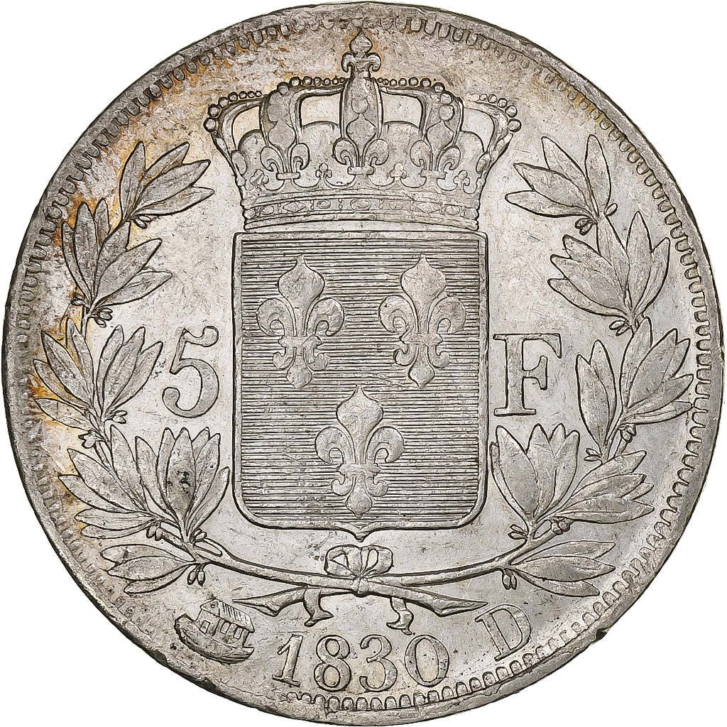Francia, Charles X, 5 Francs, 1830, Lyon, Argento, BB+, Gadoury:644
