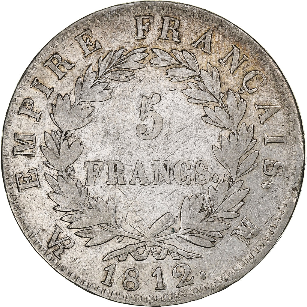Frankreich, Napoleon I, 5 Francs, 1812, Marseille, Silber, S+, Gadoury:584