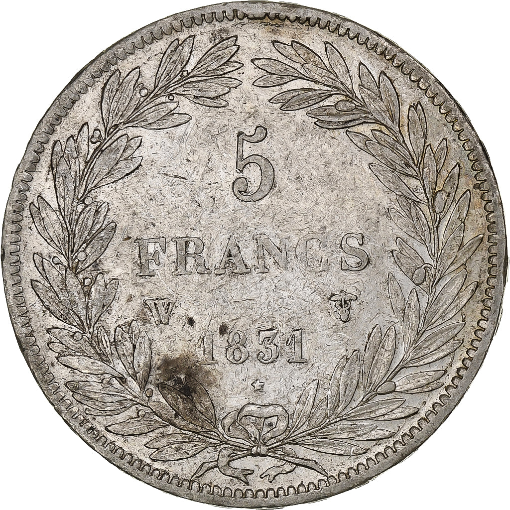 França, Louis-Philippe I, 5 Francs, 1831, Lille, Prata, EF(40-45), Gadoury:676