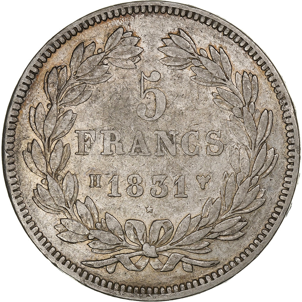 Francia, Louis-Philippe I, 5 Francs, 1831, La Rochelle, Plata, MBC, Gadoury:677a